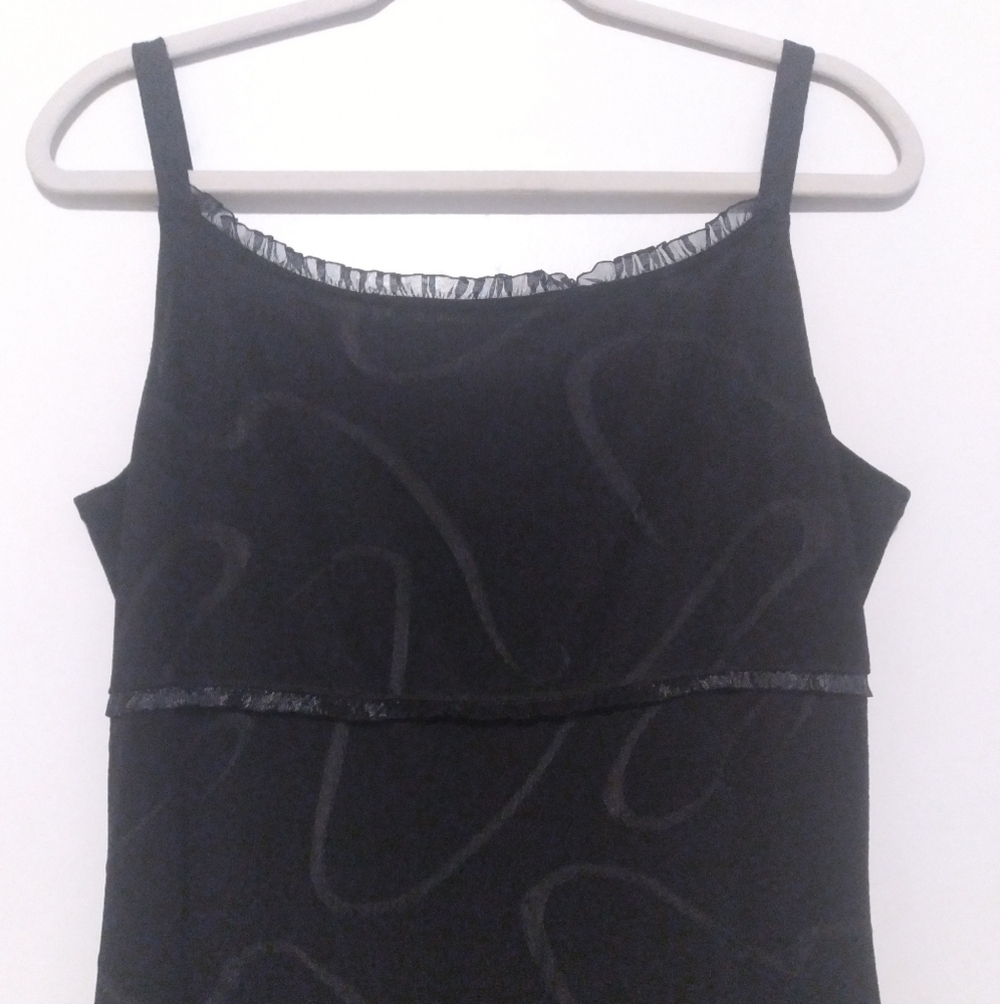 Y2K Andrea Quinn  Black Abstract Design Hi-low Ruffled Hem  Dress - Picture 4 of 7